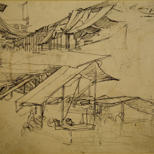 image for: Ramon Martí i Alsina - Apunts de parades de mercat per al quadre «Born Vell» - Cap a 1866