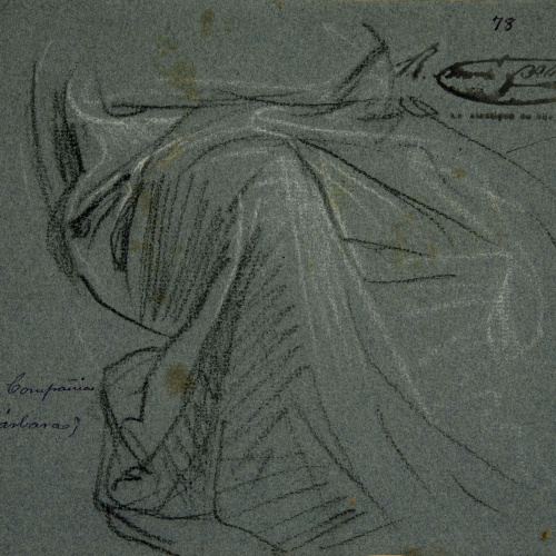 image for: Ramon Martí i Alsina - Estudi de faldilla per al quadre «La companyia de Santa Bàrbara» - Cap a 1891