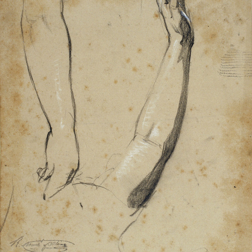 image for: Ramon Martí i Alsina - Estudi de braços (anvers) / Estudi de bust de figura per al quadre El Sometent del Bruc (revers) - Cap a 1860-1870
