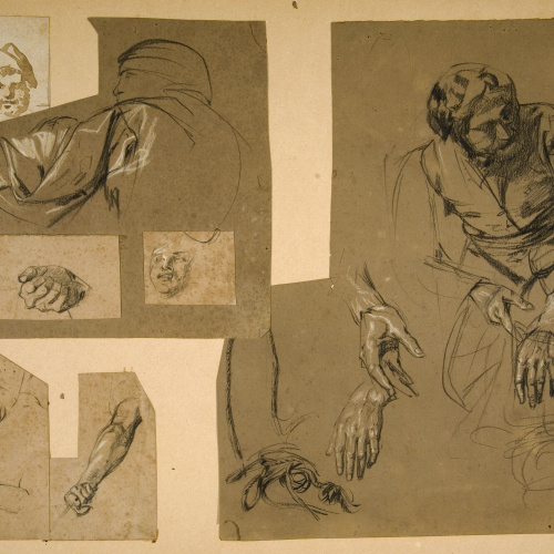 image for: Ramon Martí i Alsina - Apunts diversos de figures i braços - Cap a 1860-1870