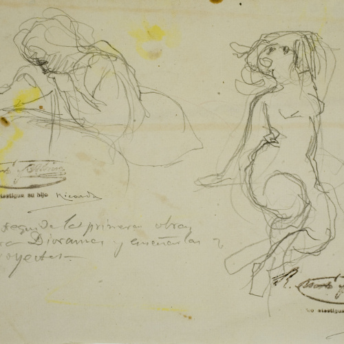image for: Ramon Martí i Alsina - Croquis de dues figures - Cap a 1865-1870