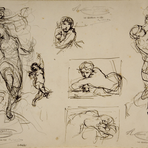 image for: Ramon Martí i Alsina - Sis estudis de figures femenines - Cap a 1860-1880