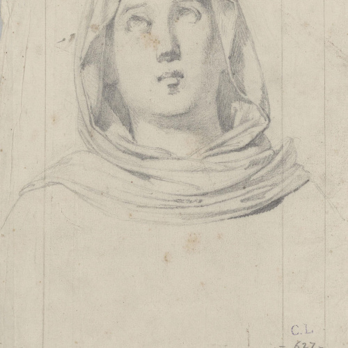 image for: Claudi Lorenzale - Cap femení amb mantell - Cap a 1850-1870