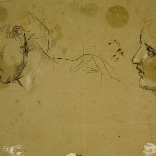 image for: Ramon Martí i Alsina - Apunt de caps femenins - Cap a 1860-1865