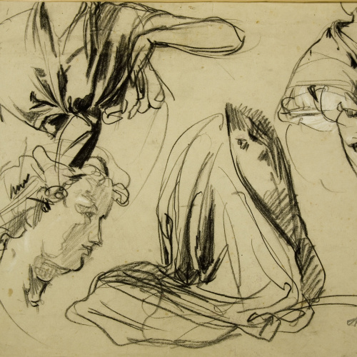 image for: Ramon Martí i Alsina - Estudi de diverses parts de figura - Cap a 1860-1870