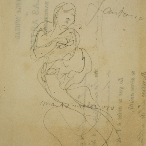 image for: Ramon Martí i Alsina - Croquis d&#039;una figura femenina - Cap a 1860-1865