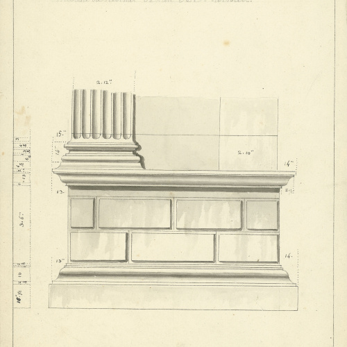 image for: François Ligier - Detall de la pilastra de l&#039;arc triomfal del pont romà de Martorell - Cap a 1801-1803