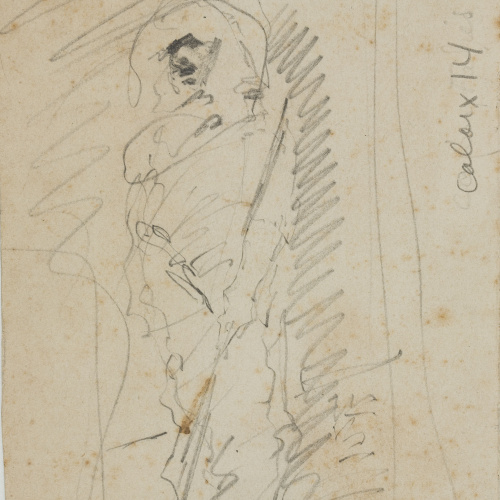 image for: Antoni Fabrés - Arma de foc (anvers) / Esbós de figura orientalista (revers) - Cap a 1880-1884 [1]