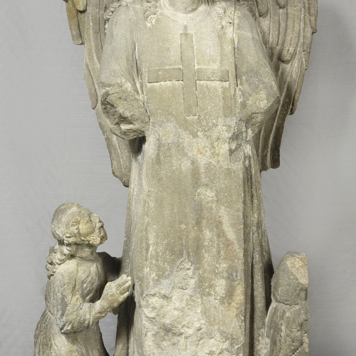 image for: Anònim. Catalunya - Àngel amb hàbit trinitari i dos captius agenollats - Entre 1632-1639