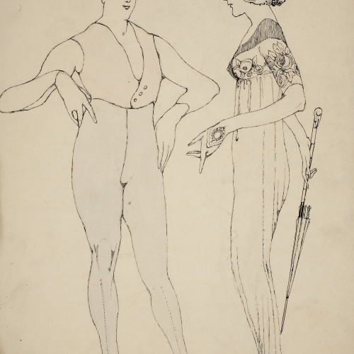 image for: Ismael Smith - Parella conversant. Il·lustració satírica - 1911