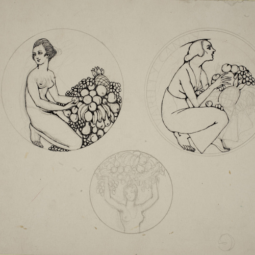 image for: Ismael Smith - Medallons amb dones i flors - Cap a 1906-1910