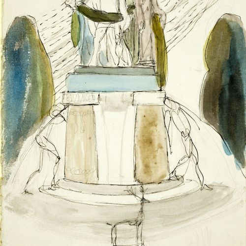 image for: Ismael Smith - Projecte del monument a Manuel Milà i Fontanals (anvers) / Croquis de figures (revers) - Cap a 1908
