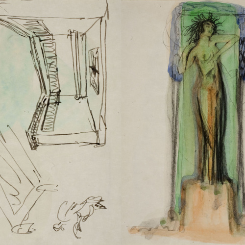 image for: Ismael Smith - Projecte escultòric i de monuments (anvers) / Projecte de monument «Love Life» (revers) - Cap a 1922-1924 [1]