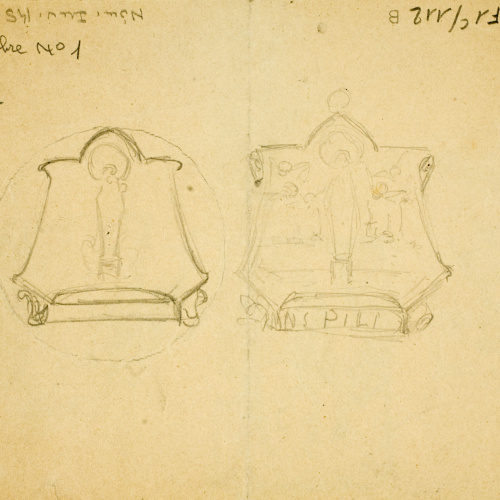 image for: Ismael Smith - Croquis de figures i projectes de cartell del «Montepío de los artistas españoles» (anvers) / Disseny de medalla (revers) - Cap a 1905-1915 [1]