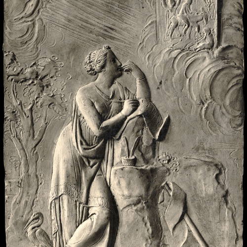image for: Damià Campeny - La Fama escrivint la història de Crist: Entrada de Jesús a Jerusalem - Cap a 1816