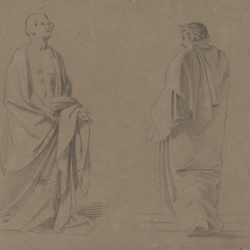 image for: Claudi Lorenzale - Acadèmies masculines (anvers) / Nu masculí en actitud de pregària (revers) - Cap a 1850-1870