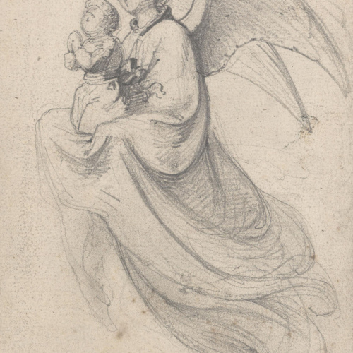 image for: Claudi Lorenzale - Àngel portant al nen Jesús (anvers) / Cap de nen (revers) - Cap a 1850-1870