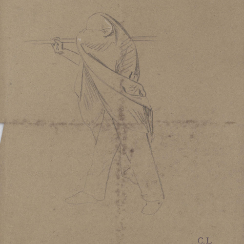 image for: Claudi Lorenzale - Apunt de figura amb el cap cobert - Cap a 1850-1870
