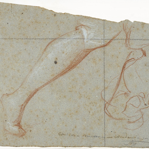 image for: Ramon Martí i Alsina - Cama amb draperia per al quadre «El sometent del Bruc» (anvers) / Estudi de sometents (revers) - Cap a 1866