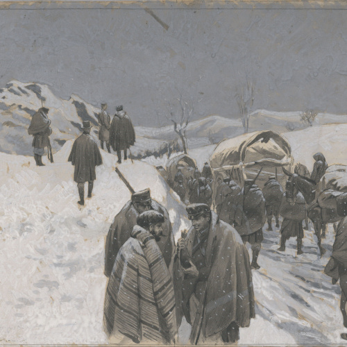 image for: Josep Lluís Pellicer - Comboi a la neu - 1877