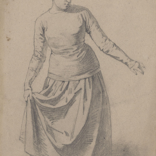 image for: Claudi Lorenzale - Dona agafant-se la faldilla per un costat - Cap a 1860-1880