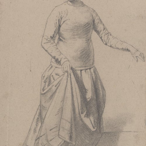 image for: Claudi Lorenzale - Dona agafant-se la faldilla per un costat - Cap a 1860-1880