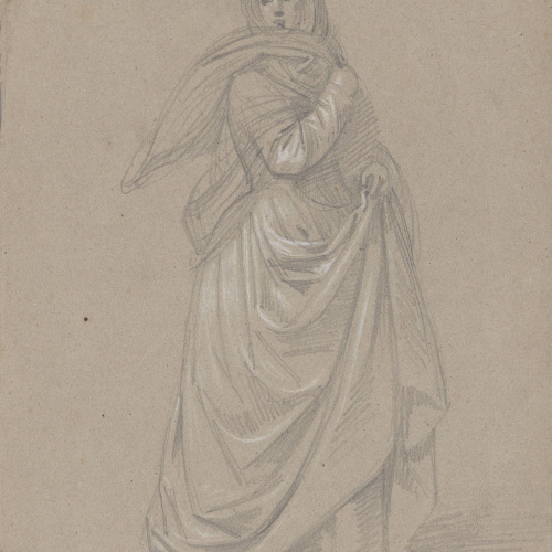 image for: Claudi Lorenzale - Dona amb indumentària medieval - Cap a 1850-1870
