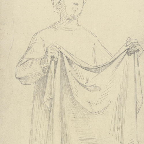 image for: Claudi Lorenzale - Dona amb un drap a les mans (anvers) / Estructura arquitectònica (revers) - Cap a 1850-1870