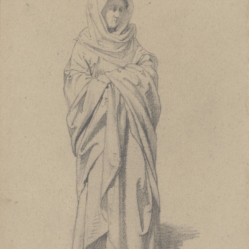 Claudi Lorenzale - Dona amb un mantell llarg - Cap a 1850-1870 image for: Claudi Lorenzale - Dona amb un mantell llarg - Cap a 1850-1870