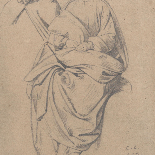 image for: Claudi Lorenzale - Dona amb un nadó als braços i estudi de cap - Cap a 1850-1870