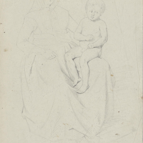 image for: Claudi Lorenzale - Dona amb un nen nu a la seva falda - Cap a 1850-1870