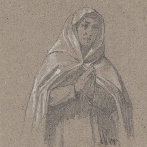 image for: Claudi Lorenzale - Dona en actitud de pregar - Cap a 1850-1870