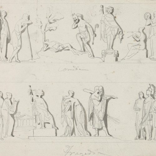 image for: Claudi Lorenzale - Dos frisos: la comèdia i la tragèdia - Cap a 1850-1870