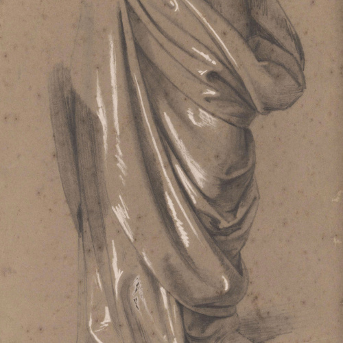 Claudi Lorenzale - Draperia (anvers) / Apunt de figura (revers) - Cap a 1850-1870 image for: Claudi Lorenzale - Draperia (anvers) / Apunt de figura (revers) - Cap a 1850-1870
