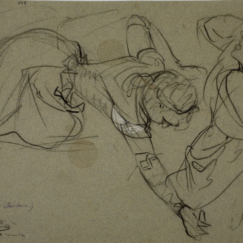 image for: Ramon Martí i Alsina - Dues dones en diferents actituds per al quadre «La companyia de Santa Bàrbara» - Cap a 1891