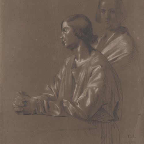 image for: Claudi Lorenzale - Dues figures masculines - Cap a 1850-1870
