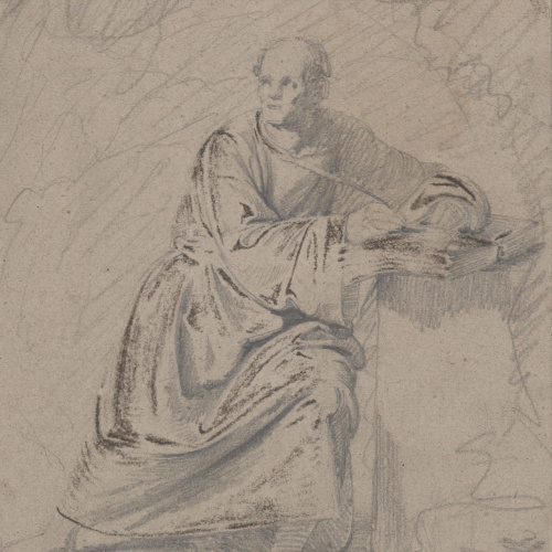 image for: Claudi Lorenzale - Ermità escrivint [?] - Cap a 1850-1870