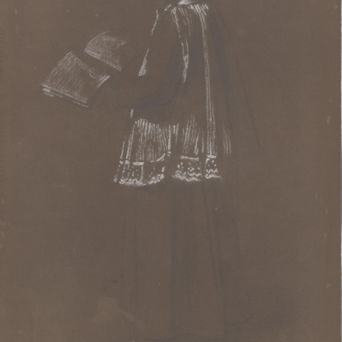 image for: Claudi Lorenzale - Escolà amb un llibre de solfa a les mans - Cap a 1850-1870