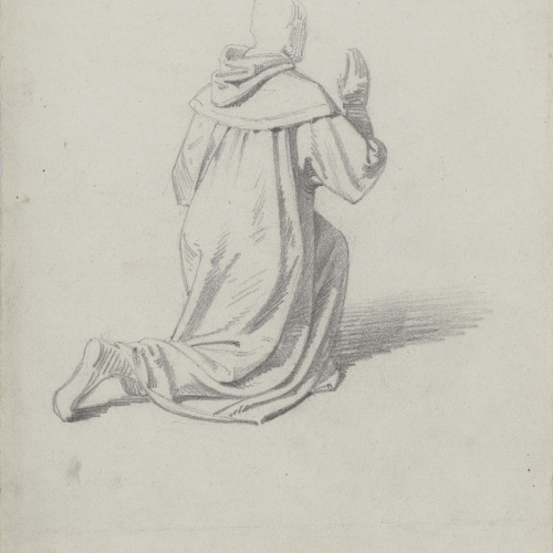 image for: Claudi Lorenzale - Estudi de capellà agenollat - Cap a 1870