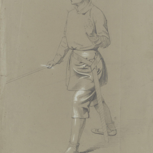 image for: Claudi Lorenzale - Estudi de cavaller medieval - Cap a 1870