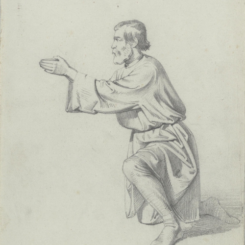 image for: Claudi Lorenzale - Estudi de cavaller medieval per al quadre «Mort del rei Pere III a Vilafranca» - Cap a 1870