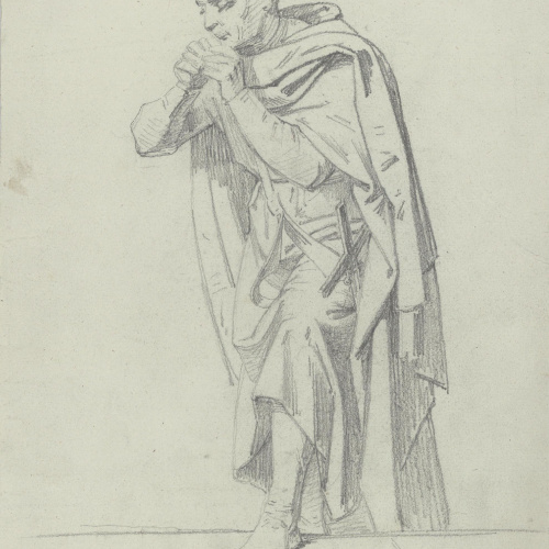 image for: Claudi Lorenzale - Estudi de cavaller per al quadre «Els ambaixadors de la Diputació a Vilafranca prohibeixen a la Reina Joana que acompanyi el Príncep Viana a Barcelona» - Cap a 1870