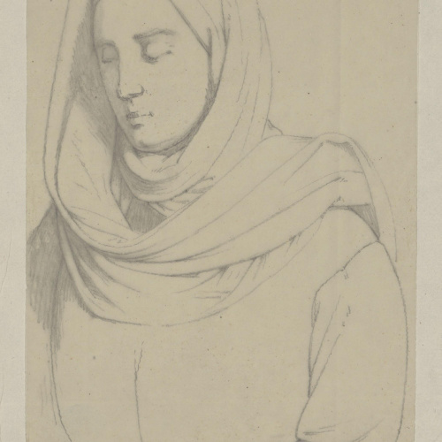 image for: Claudi Lorenzale - Estudi de dona (Mare de Déu [?]) - Cap a 1850-1870