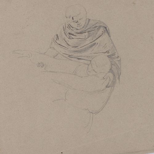 image for: Claudi Lorenzale - Estudi de dona sostenint un home ferit per al quadre històric de la família Centelles (anvers) / Estudi de figura femenina recolzada per al quadre històric de la família... - Cap a 1850-1860