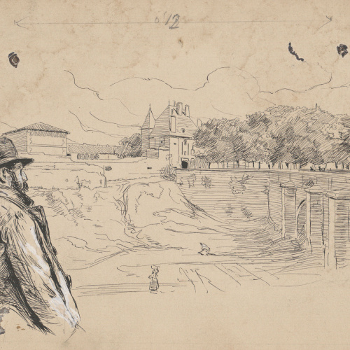 image for: Josep Lluís Pellicer - L'artista contemplant una vista de Dijon - Cap a 1889