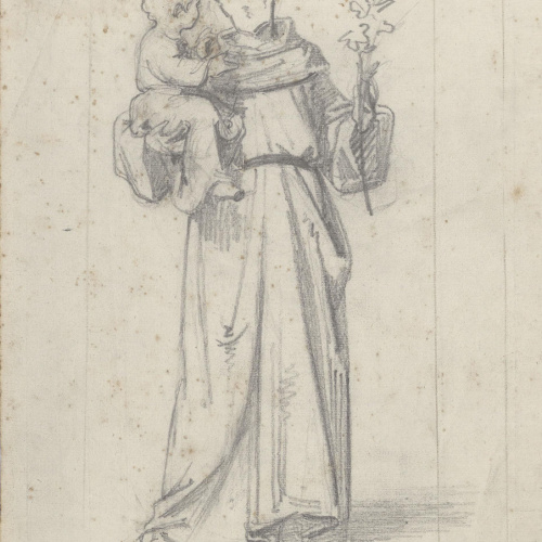 Claudi Lorenzale - Sant Antoni de Pàdua amb el nen Jesús als braços - Cap a 1850-1870 image for: Claudi Lorenzale - Sant Antoni de Pàdua amb el nen Jesús als braços - Cap a 1850-1870