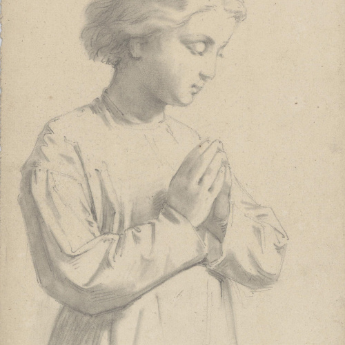 image for: Claudi Lorenzale - Un nen pregant (anvers) / Un nen pregant (revers) - Cap a 1850-1870