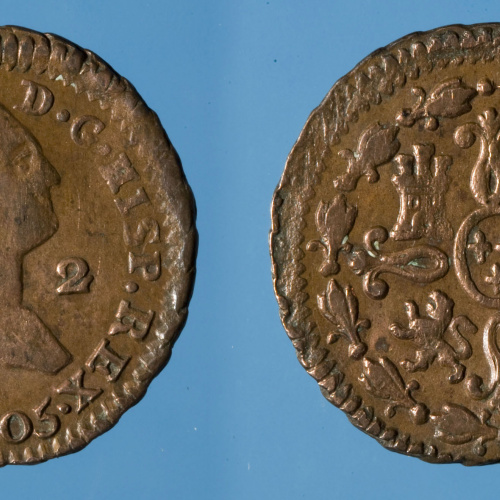 image for: Carles IV d&#039;Espanya - 2 maravedisos - 1805