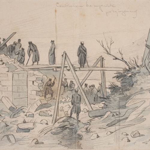 image for: Josep Lluís Pellicer - Construcción de un puente - 1875