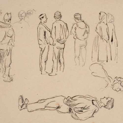image for: Josep Lluís Pellicer - Apunt de figures - Cap a 1872-1876